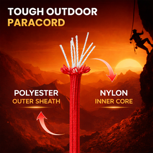 Cordon en paracorde rouge de 4 mm, robuste, en nylon tressé 550, pour équipement de plein air, macramé, survie et travaux manuels - Product Image 4