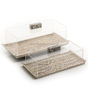 Bandeja con incrustación de perlas para madre, bandeja con cubierta acrílica multiusos de lujo árabe, superventas - Product Image 1