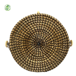 Woven straw food <b>cover</b> with <b>black</b> pattern Kitchenware and <b>table</b> decoration Wholesale eco-friendly Made in Vietnam - Product Image 3
