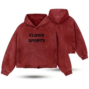 Sweat-shirt à capuche unisexe en coton épais personnalisé, coupe oversize, avec logo imprimé en relief et strass, style streetwear - Product Image 5