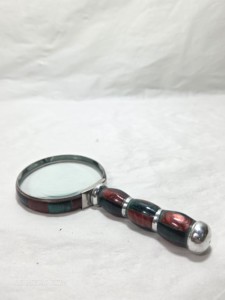Loupe de luxe en laiton argenté avec manche en résine multicolore, loupe de poche haut de gamme, décoration de bureau, cadeau - Product Image 3