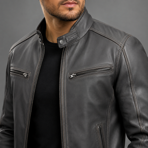 Sportwear 2026 New Arrivals Men's Casual Stand Collar Breathable Crocheted Quilted Winter Leather <b>Biker</b> <b>Jackets</b> wholesale - Product Image 6