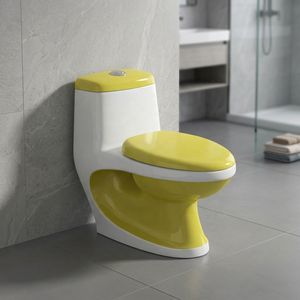 WC monobloc moderne bicolore en céramique avec lavabo intégré pour projets de salle de bain de luxe contemporains - Product Image 3
