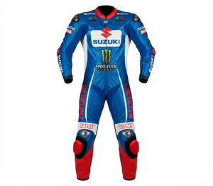Combinaison de moto Zuzuki Premium en cuir MotoCP Racing 1 pièce, équipement de conduite avec bosse niveau 2 CE, sur mesure - Product Image 1