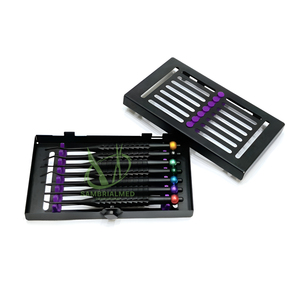 Sambrialmed International Kit de 7 élévateurs dentaires manuels de luxation, type spade, en cassette, revêtement titane noir, certifié CE Classe I - Product Image 4