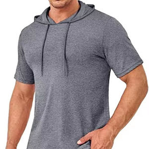 เสื้อฮู้ดแขนสั้นผ้าฝ้าย 100% น้ำหนักเบา สไตล์เรียบง่าย สำหรับผู้ชาย ขายส่งขายดีที่สุด รับผลิตตามแบบ - Product Image 6