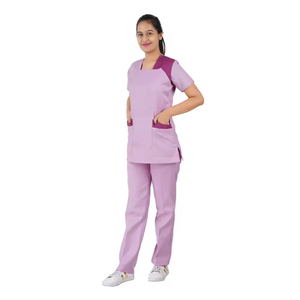 Medical Scrub Uniform <b>Set</b> for <b>Doctors</b> and Nurses Breathable Cotton Blend Hospital Short Sleeve Nursing Scrubs Supplier - Product Image 3