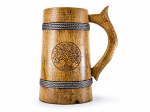 Tapa de Madera Natural Hecha a Mano, Estilo Vintage, Ecológica, Marca FAIZA CRAFT, Certificada por CE, Apta para Microondas, para Taza de Cerveza, Madera Sólida, Estilo Vikingo - Product Image 2