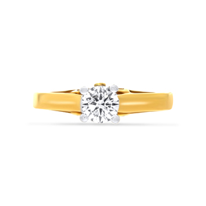 Anillo Solitario Majestic Shimmer, Anillo de Oro Clásico con Corte Brillante Redondo y Cuatro Puntas, con Elegante Diseño Floral - Product Image 3