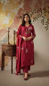 Ropa Tradicional para Fiestas, Secado Rápido, Ropa Étnica India, Nuevo Diseño, Conjunto de Kurta y Pantalón de Seda Chanderi para Mujer con Dupatta - Product Image 4