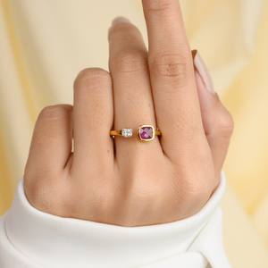 Anillo Abierto con Rubíes y Diamantes de 18K para Mujer - Product Image 1