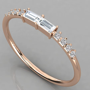 Natural Diamond Eternity Wedding Match Band Ring Women's Leaf Twist Rose Gold 18K Gold Half Eternity Band Baguette Cut Diamonds - Product Image 6