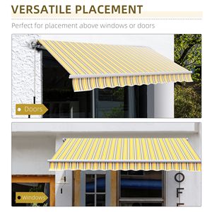 Auvent d'extérieur rétractable manuel polyvalent de 12 'x 10', abri pare-soleil jaune gris pour patio, balcon, cour, conception réglable - Product Image 6