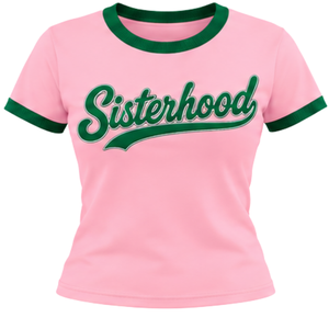 AKA Sisterhood Pink Ladies T Shirt Short Sleeve Crew Neck Graphic Letter Print Casual Fashion Sorority Inspired Women Tee - Product Image 1