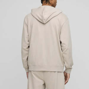 Nueva llegada, sudaderas con capucha 100% algodón con cremallera completa para hombre, color sólido, logotipo impreso personalizado DTG DTF, sudadera básica extragrande de 400 g/m² para hombre, OEM - Product Image 3