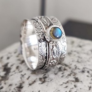 <b>Labradorite</b> Spinner <b>Ring</b> 925 Sterling Silver Handmade Fidget Meditation Jewelry <b>Ring</b> - Product Image 4