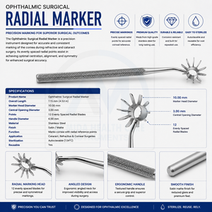 Marcador de Astigmatismo Radial de 4 Líneas Al Mida Healthcare, Instrumento Quirúrgico Oftálmico de Acero Inoxidable de Primera Calidad, Clase II CE ISO13485 - Product Image 6