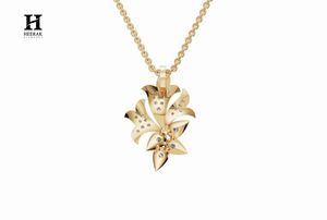 Pendentif Bouquet Floral en Diamant, Breloque Goutte en Forme de Feuille Courbée Fantaisie, Bijoux Fins pour Femme - Product Image 4