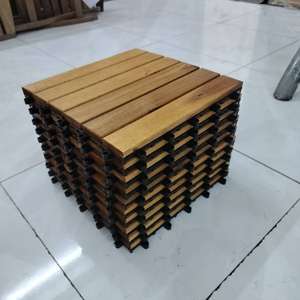 Carreaux de terrasse en bois ACACIA modernes à emboîtement de qualité supérieure 300x300mm pour balcons extérieurs à clic facile Jardins Grain de bois carré - Product Image 4