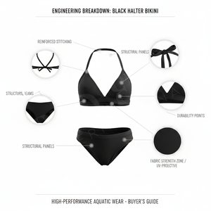 Conjunto de Bikini Triangular Clásico Personalizado al por Mayor, 100% Poliéster, Top Halter y Braguita de Talle Medio, Traje de Baño para Playa y Piscina - Product Image 2