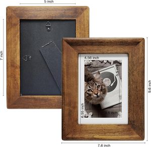 Wood Photo <b>Frames</b> Made of Solid Wood Display Pictures 4x6 with Mat or <b>5x7</b> Without Mat, Wall Hanging and Tabletop Standing - Product Image 1