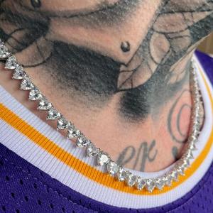 Collar de cadena de eslabones de plata de ley con moissanita talla corazón, estilo tenis, con incrustaciones de diamantes, joyería Hip Hop Bling, regalo para mujer - Product Image 3