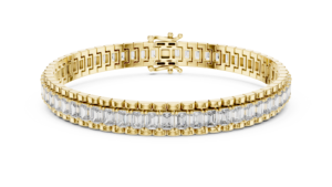 Bracelet tennis de luxe en diamant de laboratoire taillé émeraude, double fermoir, or blanc massif 18 carats plaqué rhodium, unisexe, idéal pour offrir - Product Image 6