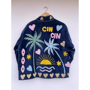 Velvet Suzani Knitted Embroidery Heated Reversible Breathable Cotton <b>Jacket</b> for Women Autumn/Winter Beach Wear Gift - Product Image 4