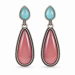Wholesale Supplier Trendy Monalisa Antique Alloy Stone Pearl Oxidized Drop <b>Earrings</b> <b>Silver</b> Plated Turquoise Ethnic Party Fashion - Product Image 1