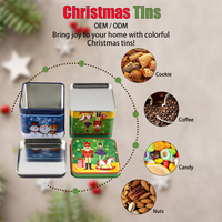 Boîtes de conserve de Noël personnalisées, emballages de Noël, boîtes métalliques carrées, boîtes cadeaux de Noël, boîtes à bonbons