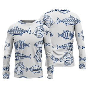 เสื้อตกปลาแขนยาวสำหรับผู้ชาย UPF 50+ ลายพิมพ์ปลา ป้องกันรังสียูวี ป้องกันแสงแดด เสื้อผ้าสำหรับเล่นกีฬา - Product Image 3