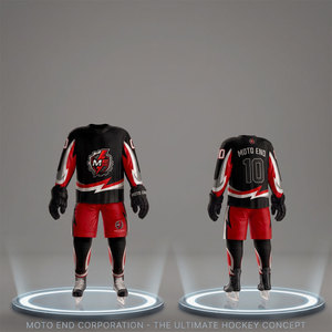 Moto End Corporation Ice Hockey Jersey Set Men's Sublimated V-Neck Full Sleeve Moisture Wicking Uniform Adult Winter Sport Appar - Product Image 3