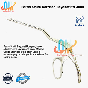 Rongeur à baïonnette Ferris-Smith Kerrison 3 mm Str Bite, instruments chirurgicaux orthopédiques en acier inoxydable |   Instruments OldMed - Product Image 1