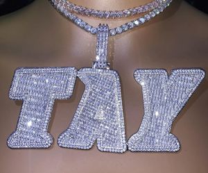 จี้เงินแท้ 925 ชุบโรเดียม ประดับเพชรโมอิสซาไนต์ ตัวอักษรตามสั่ง สไตล์ฮิปฮอป ประดับเพชรระยิบระยับ ของขวัญสำหรับผู้ชาย - Product Image 2