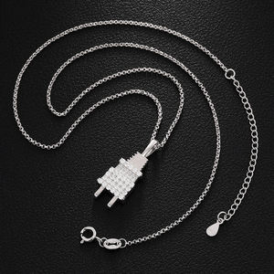 สร้อยคอจี้เพชรคิวบิกเซอร์โคเนียชุบทอง 18K สไตล์ฮิปฮอป ประดับเพชรแบบ Pave Setting โซ่โลหะผสม เครื่องประดับสำหรับทุกเพศ - Product Image 2