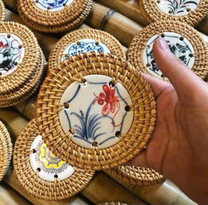 New Style Rattan Cup <b>coaster</b> Pad Drinking Teacup Small Decorative Placemat <b>coaster</b> Original From Vietnam - Product Image 5