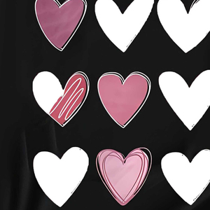 Latest Collection Black O Neck Short Sleeve <b>T</b> <b>Shirt</b> Pink and White <b>Heart</b> Pattern Graphic Tee Casual Streetwear Top - Product Image 5