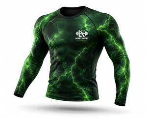 <b>Men's</b> Green Lightning <b>Compression</b> <b>Shirt</b> Long Sleeve Rash Guard Gym Fitness Workout Athletic Base Layer Performance Sportswear - Product Image 2