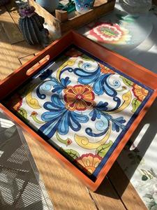 Plateau rectangulaire en bois imprimé, plateau en bois imprimé classique pour la décoration de table basse, plateau de service en gros - Product Image 6