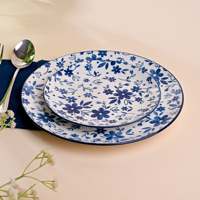 Service de table ovale en céramique Kairaus, motif marbré bleu et blanc, lot de 2, emballé dans une boîte Bluebell, compatible micro-ondes et lave-vaisselle