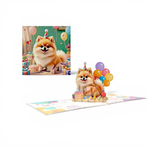 Meilleur prix Carte pop-up d'anniversaire chien mignonne en 3D pour les amoureux des chiens – Artisanat en papier moderne fait main très tendance - Product Image 4