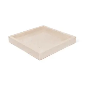 Plateau de service carré en marbre beige, fait main, moderne, résistant au feu, décoratif pour la cuisine, le salon, la villa, revêtement mural - Product Image 2