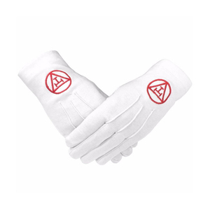Guantes Masónicos Blancos de Algodón con Bordado del Capítulo del Arco Real, Guantes de Ceremonia Masónica, Fabricante de Artículos de Ceremonia - Product Image 1