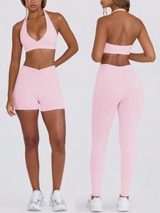 Nouvelle Collection : Ensemble de Yoga 4 Pièces Amincissant pour Femme – Soutien-Gorge de Sport et Short Taille Haute, Leggings Évasés – Tenue d'Entraînement Effet Ventre Plat - Product Image 5