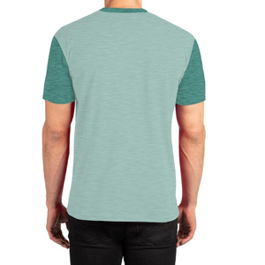 Camiseta de Hombre con Cuello Redondo y Manga Raglán en Color Verde Azulado, Tejido de Punto, Corte Regular, Diseño Liso Teñido en Color Sólido - Product Image 2