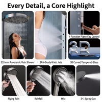 Système de douche de salle de bain en laiton personnalisé avec affichage numérique LED, pommeau de douche pluie mural, douchette à main, pour projets hôteliers OEM ODM