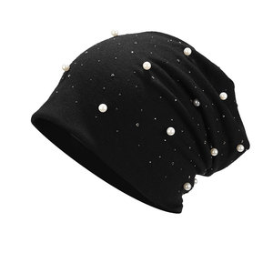 Bonnet en tricot tendance orné de pierres brillantes, bonnet d'hiver confortable en tricot avec accent en strass glamour - Product Image 3