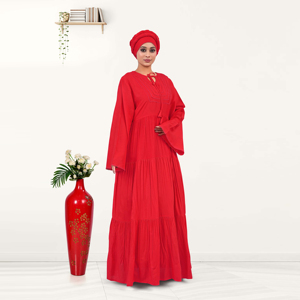 Kaftan en rayonne élégant et modeste avec encolure en dentelle, manches longues aériennes, tombé fluide et silhouette étagée – Idéal pour l'Aïd et le quotidien - Product Image 4