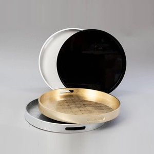 Bandeja circular grande lacada en oro, bandejas decorativas para servir alimentos, accesorios para el hogar, utensilios de cocina hechos en Vietnam. - Product Image 6