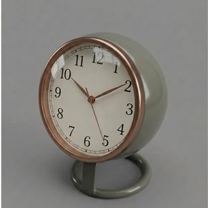 Contemporary Creative Wrought Iron Metal Desk <b>Clock</b> Quartz Analog Silent Home Office Living Room Oval Shape Waterproof Snooze - Product Image 3